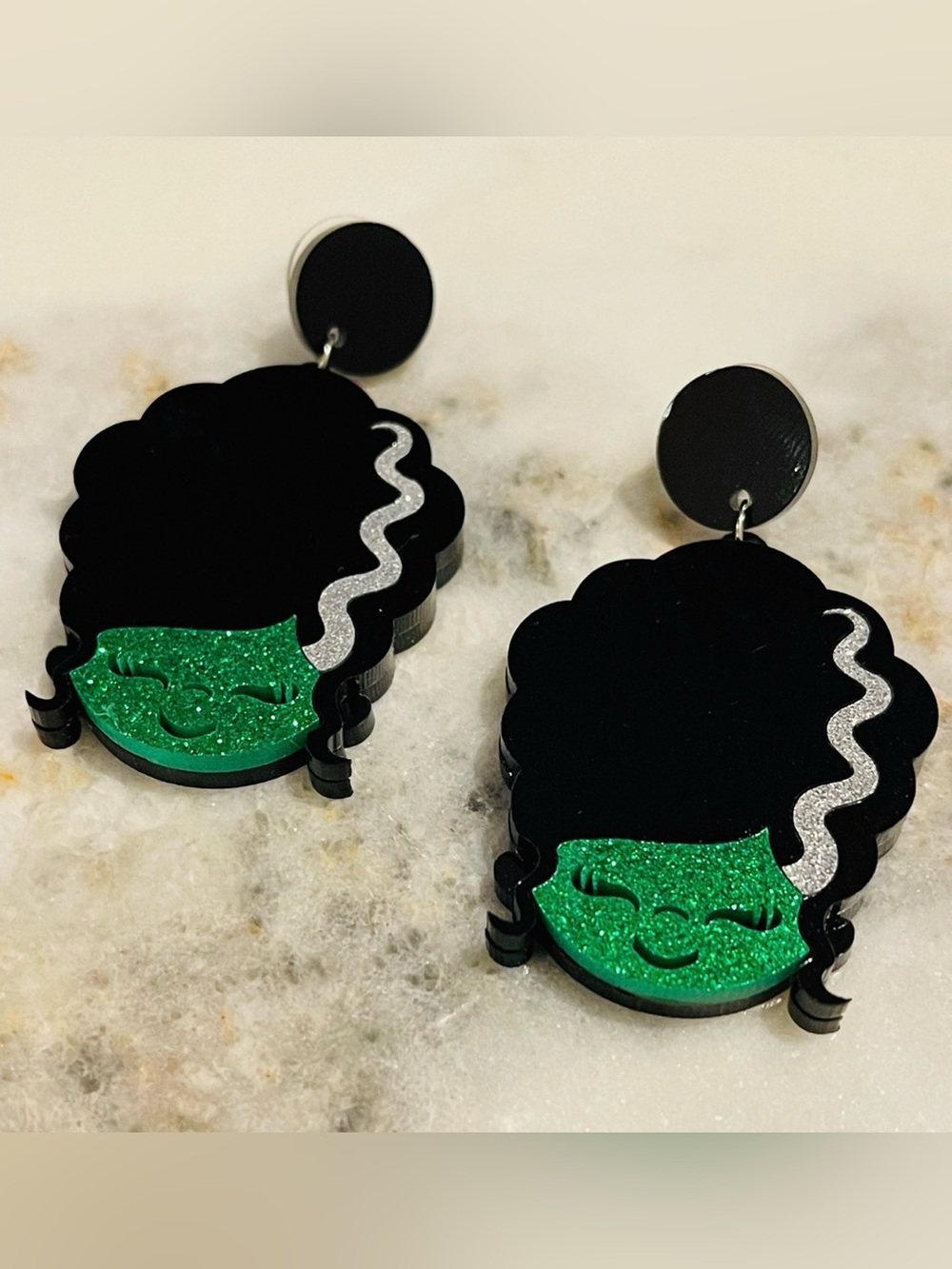 Monster Bride of Frankenstein Halloween Costume Jewelry Statement Earrings